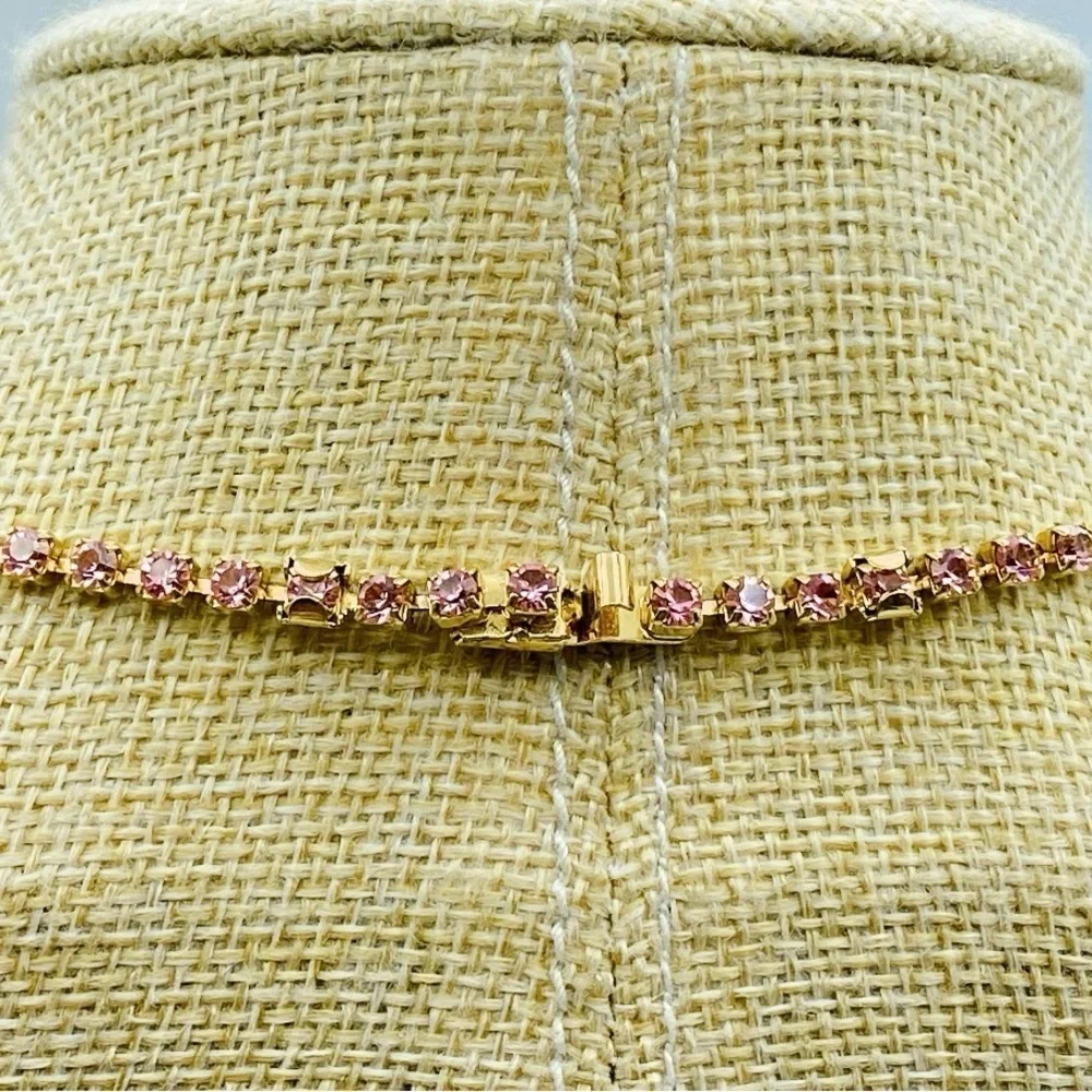 Elegant Gold and Pink Crystal Necklace